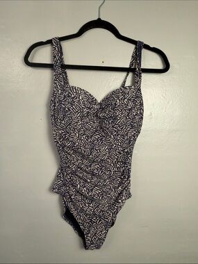Girls Navy Patterned One-Piece Swimsuit
